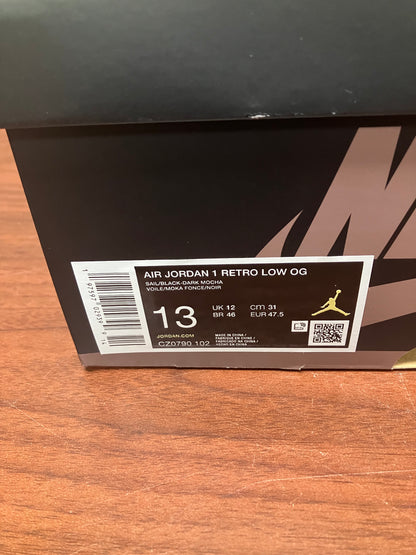 Jordan 1 Retro Low OG Mocha Size 13