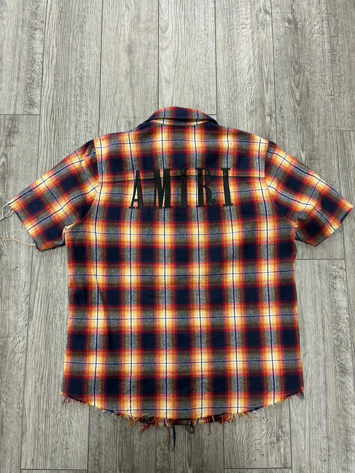 M - Amiri Short Sleeve Flannel Logo Shirt