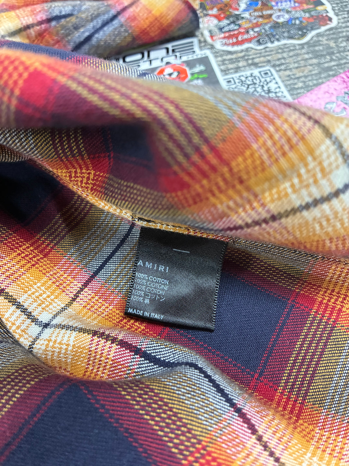 M - Amiri Short Sleeve Flannel Logo Shirt