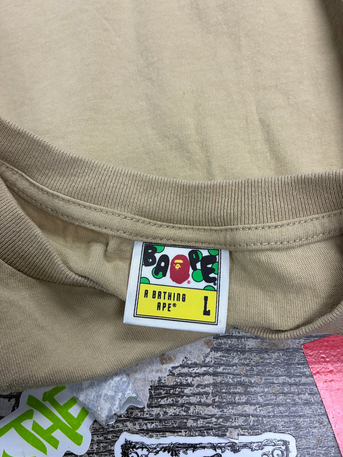 L - Bape Beige 1st Camo Ape Head T-Shirt