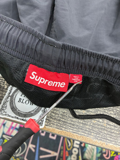 L - Supreme Black Paneled Logo Water Shorts