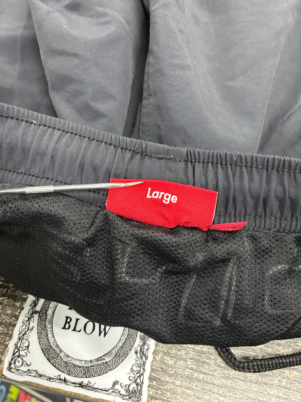 L - Supreme Black Paneled Logo Water Shorts