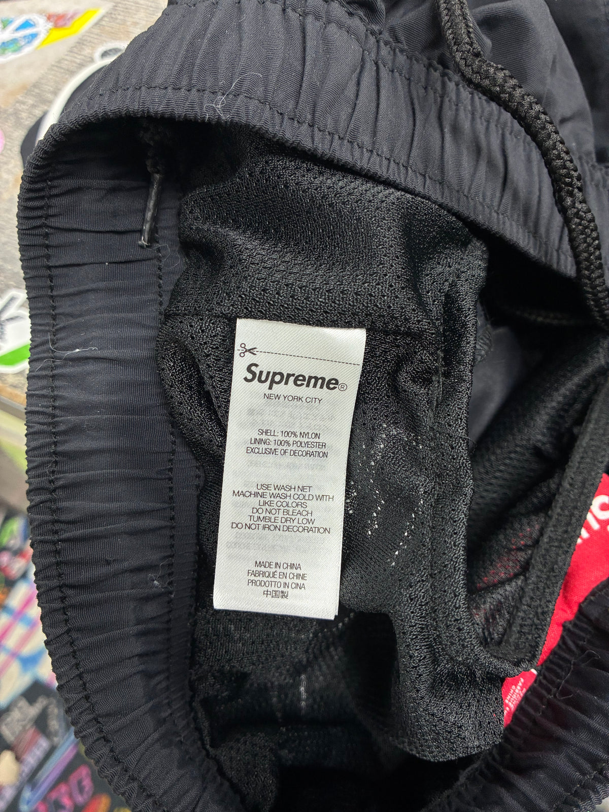 L - Supreme Black Paneled Logo Water Shorts