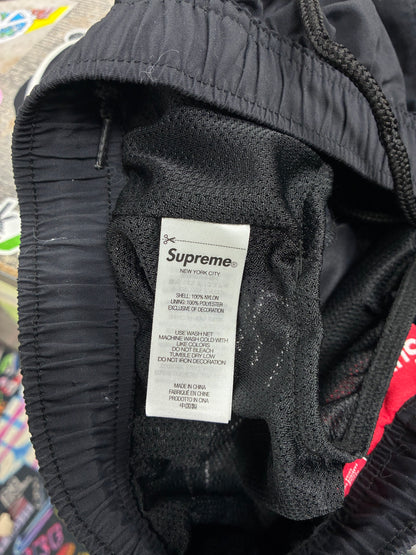 L - Supreme Black Paneled Logo Water Shorts