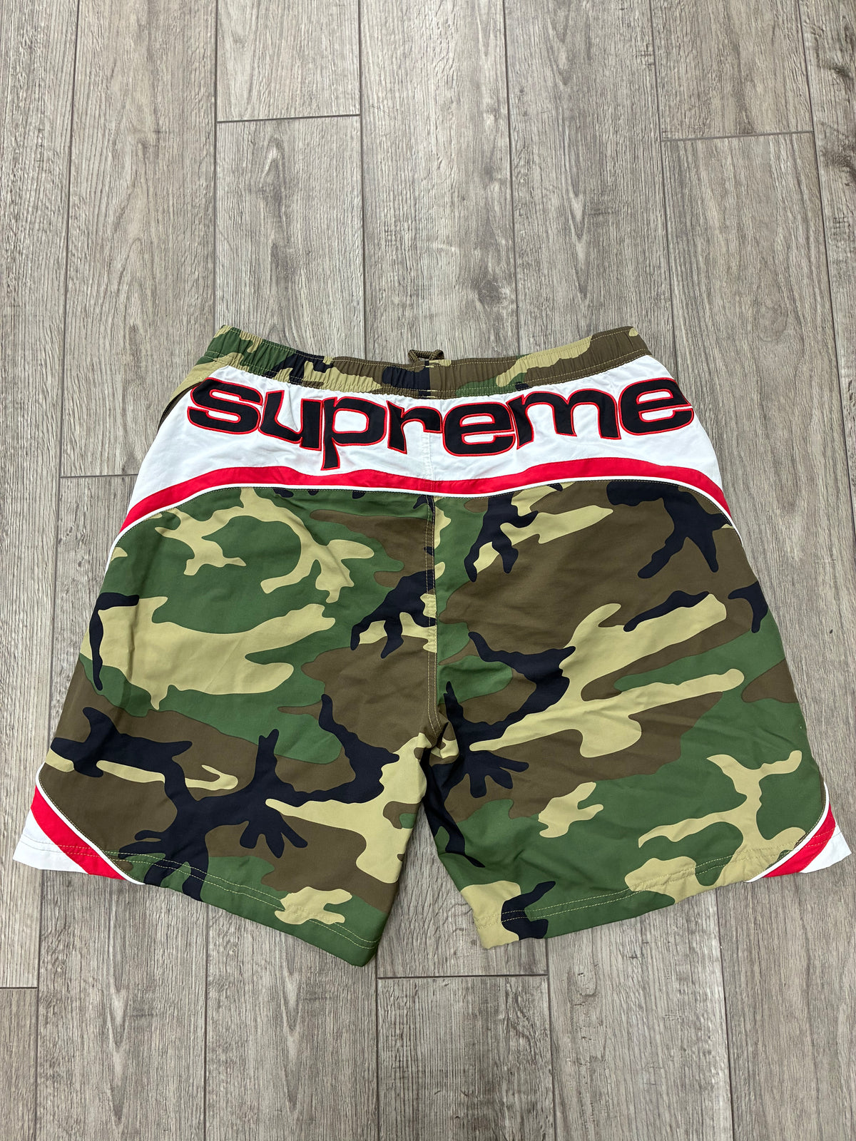 L - Supreme Camo Paneled Logo Water Shorts