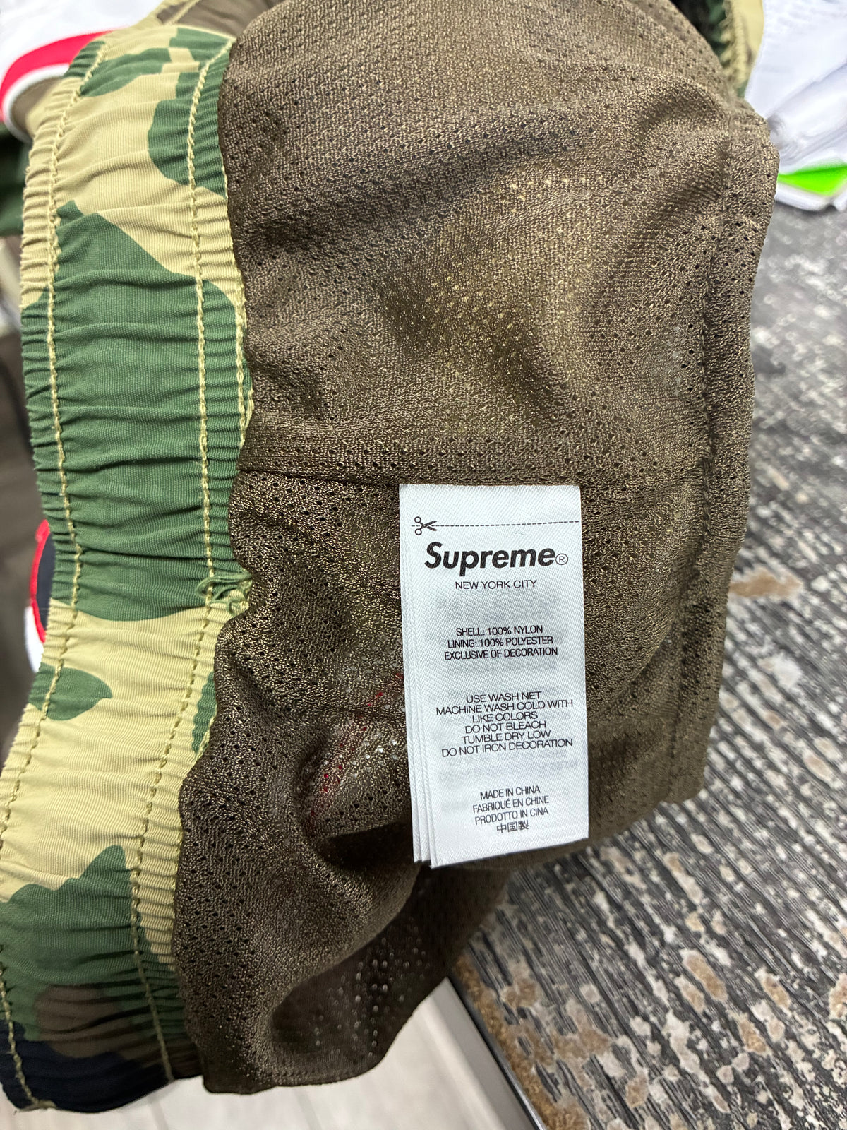 L - Supreme Camo Paneled Logo Water Shorts