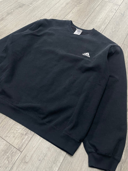 XL - Vintage Adidas Trefoil Logo Black Sweatshirt