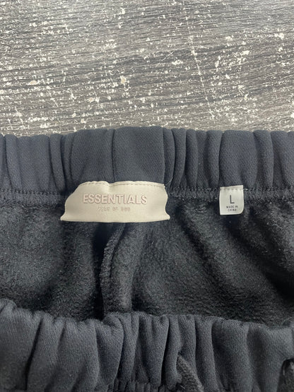 L - Fear Of God Essentials Black Relaxed Fleece Sweatpants