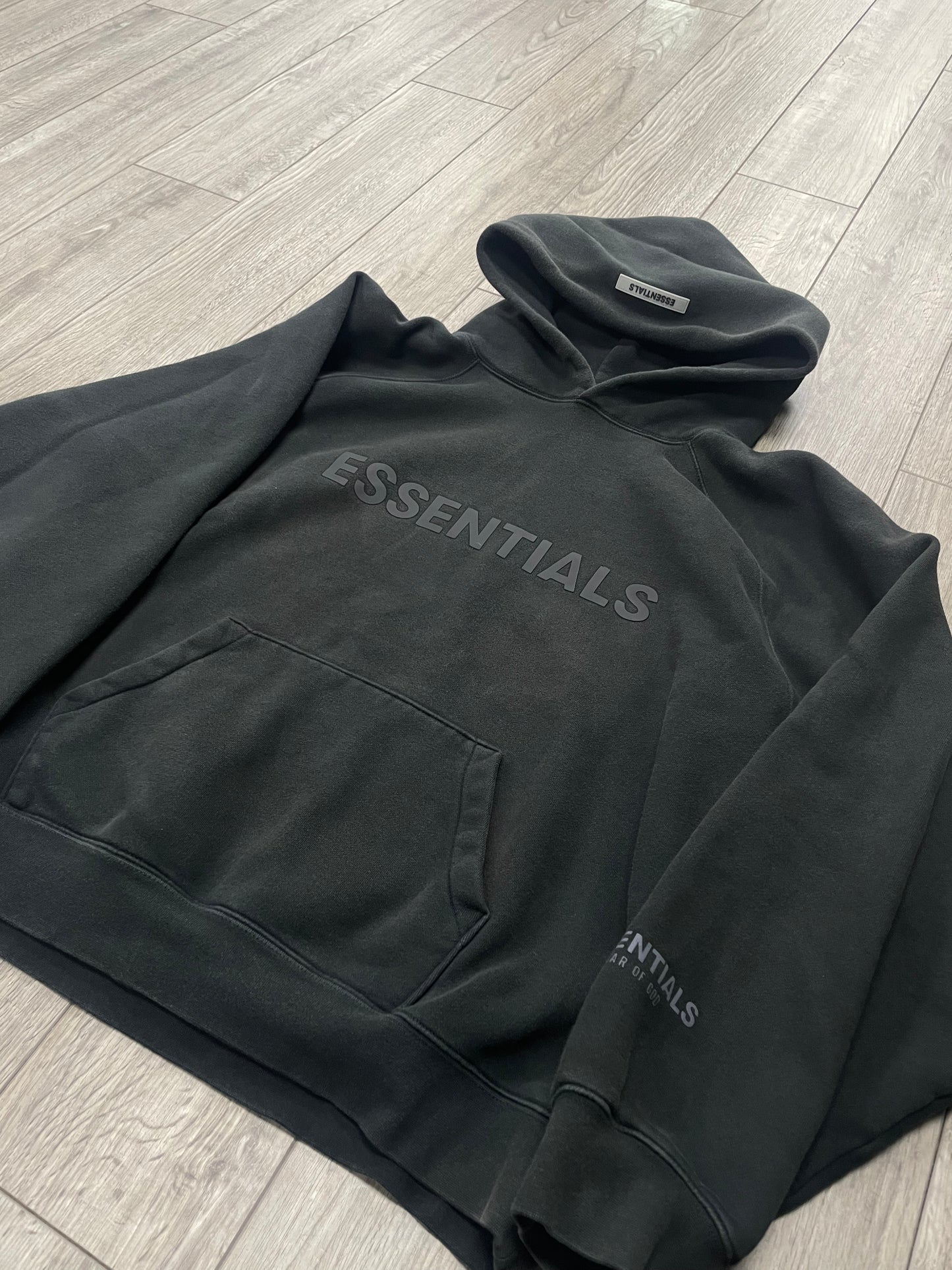 XL - Fear Of God Essentials Black Logo Pullover Hoodie